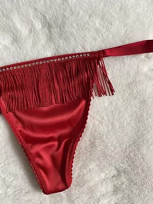 Victoria's Secret Panties Thong V-String Panty Very Sexy Fringe Crystals Medium  • $12