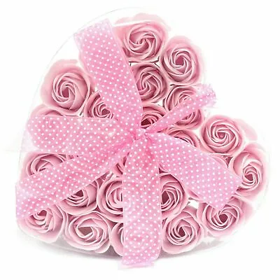 Pink Roses Soap Flower Heart Box Gifts For All Occasions Home Decor Set Of 24  • £10.99