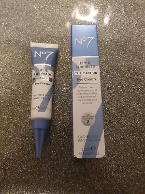 No7 Lift & Luminate TRIPLE ACTION Eye Cream 15ml | Brand New + Boxed. • £10.99