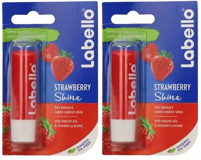 2x Labello Liposan Strawberry Shine Caring Lip Balm With Strawberry Aroma 2x55m • $11