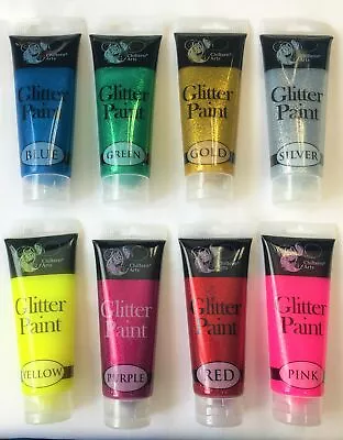 Glitter Paints 8 Tubes Assorted Colours 120ml Kids Artist Craft Shimmer Paints • £10.99