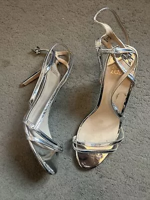 Faith Shoes Strappy Ladies Silver Heels / Sandals Uk 8 • £0.99