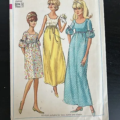 Vintage 1960s Simplicity 6560 Cottagecore Party Dress Sewing Pattern 13 XS CUT • $10