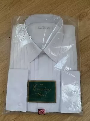 St Michael M&S WHITE DINNER SHIRT 16  COLLAR PLEATED • £12.99