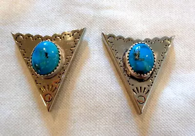 Vintage Native American Navajo Sterling Silver Turquoise Collar Tips • $55