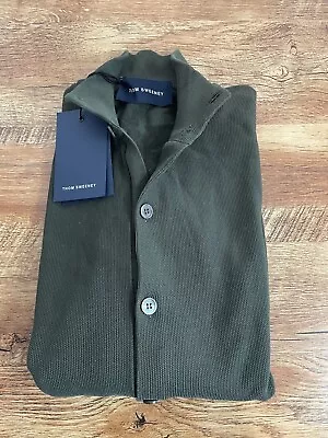 Thom Sweeney Cardigan Button Pique Knitted 3XL Military Green BNWT RRP £320 • $19.73
