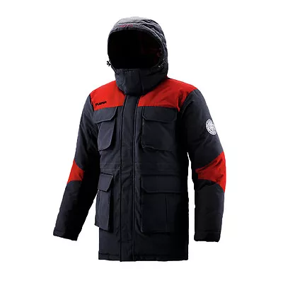 FUERZA Mens Winter Down Wellon Mid-Thigh Parka Jacket Coat - Black/Red - Medium • $199