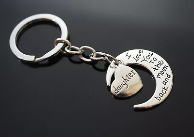 Daughter Gift - I Love You To The Moon And Back Heart Keychain Key Ring • $6.99