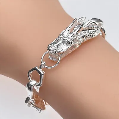 925 Sterling Silver Filled White Dragon Bracelet Women Men Fashion Bracelet • $7.91