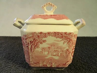 Vintage Masons Ironstone China Vista Pink / Red Sugar Bowl With Lid. • £21.95