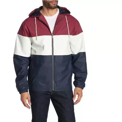 Original Weatherproof Men' Hooded Full Zip Rain Slicker Jacket Raincoat Size L • $26.40