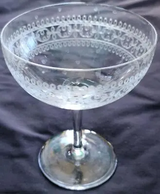 Antique Crystal Stemmed Large Goblet - VGC - GORGEOUS ETCHED PATTERN - UNIQUE • $69.99