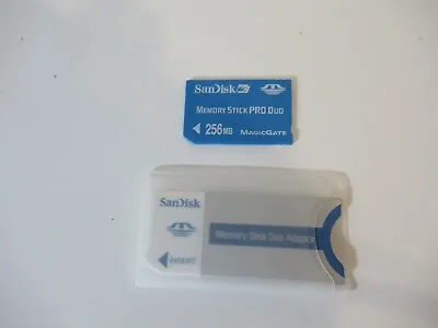 256MB SANDISK MEMORY STICK PRO DUO CARD + Memory Stick Adaptor   New Old Stock • $14.95