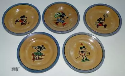 EX!DISNEY1930's5PC PAINTED MICKEY MOUSE CHINA PLATE TEA SET-SCARCE LG.3-TONE VS. • $45.99