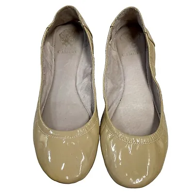 Vince Camuto ELLEN Ballet Flats Womens Size 9 M Beige Leather Slip On Shoes • $24.88