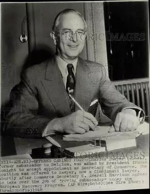 1948 Press Photo Charles Sawyer Former Ambassador To Belgium In His Office. • $19.99