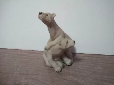 Second Nature Design Quarry Critters Peter & Polly Polar Bear Figurine 1999 • $8