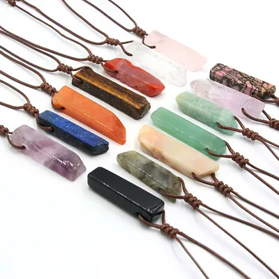 1xNatural Crystal Pendulum Quartz Stone Pendant Chakra Healing Gemstone Necklace • $2.99