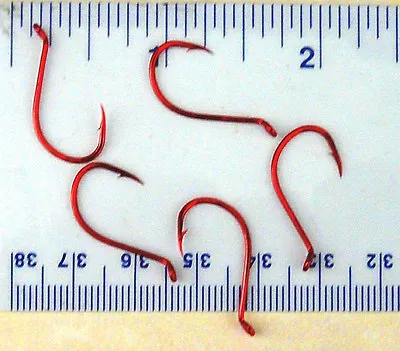 100 Matzuo 113060 (413062) Red Chrome Octopus Fish Fishing Hooks Size 2 • $11.99