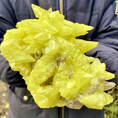 4.32LB Rare Natural Yellow Sulfur Crystal Quartz Crystal Mineral Specimen • $1.25