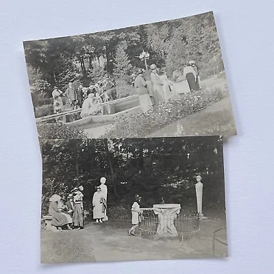 Antique Snapshot Photograph Garden Party Fountains Everyday Life • $12.95