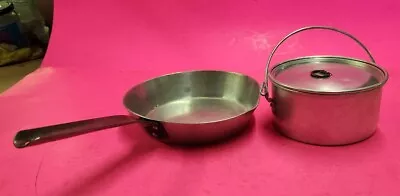 Backpackers Campers  7   Vintage Wearever Aluminum Skillet With 5  Pot And Lid • $29.95