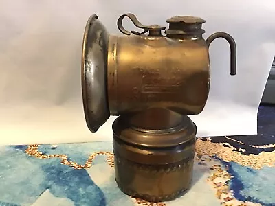 Antique Brass Justrite Miner's Carbide Lamp - Patent Applied For - Pre 1901 • $25