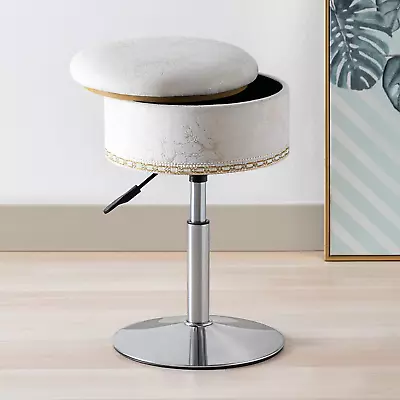 Velvet Storage Ottoman Vanity Stool Makeup Chair 18  To 23  Height Adjustable F • $64.99