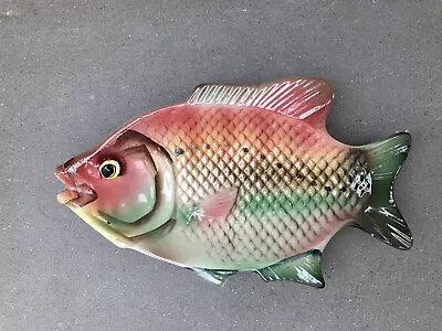 Vintage Kitsch Ceramic Fish Shaped Dish Soap Dish Trinket  Red Retro Japan • £9.99