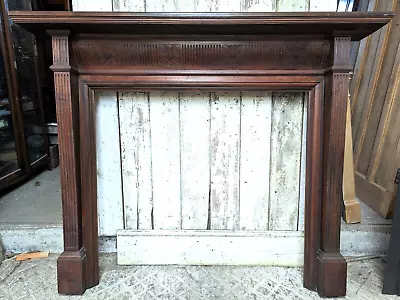 A LARGE RECLAIMED EDWARDIAN HAND CARVED MAHOGANY FIRE SURROUND Ref FS0274 • £595