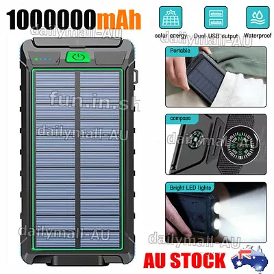 $40.99 • Buy 1000000mAh Portable Solar Panel 2 USB External Battery Power Bank Pack Charger