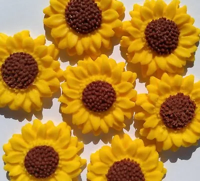 12 Edible Sugarpaste Sunflowers Cake/Cupcake Topper Decorations Wedding Birthday • £6.95