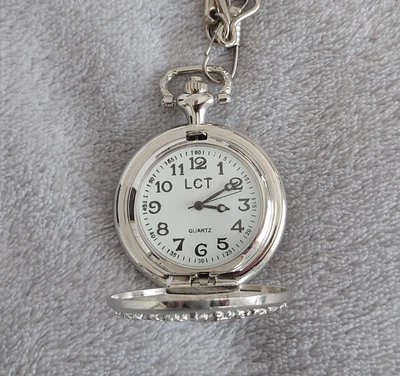 £1.40 • Buy Vintage Quartz SILVER Pocket Watch With Chain 1920's Classic Peaky Blinder Style