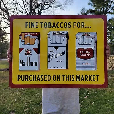 Large Vintage Marlboro Philip Morris Tobacco Porcelain Metal Gas Sign 24  X 18  • $525