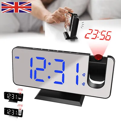 £19.89 • Buy LED Digital Projection Alarm Clock Snooze Dimmer Ceiling Projector USB Charging