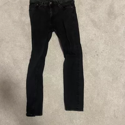 USED H&M Jeans Men's Size 32 X 32 Black Skinny Fit Stretch Denim Pants Essential • $8