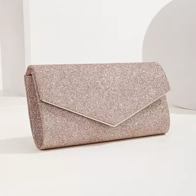 £12 • Buy Glitter Canvas Clutch Evening Bags Wedding Party Prom Purse Chain Handbag Women