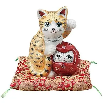 Lucky Beckoning Cat Daruma Doll KUTANI YAKI WARE Maneki Neko Gold 5go Cool Japan • $275.50