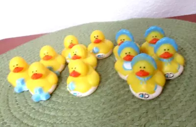 12 Mini Rubber Ducks Baby Boy Blue Party Favors Decorations • $2