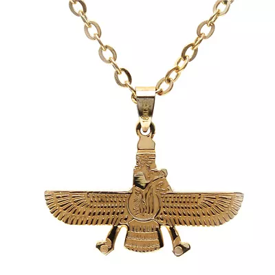 Gold Pt Faravahar Farvahar Necklace Chain Persian Persia Design Farohar Gift Art • $9.80