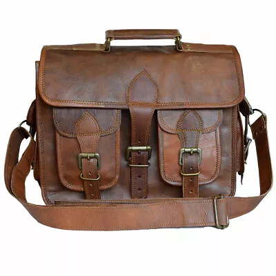 Men's Genuine Leather Vintage Laptop Messenger Handmade Briefcase Bag Satchel • $75.26