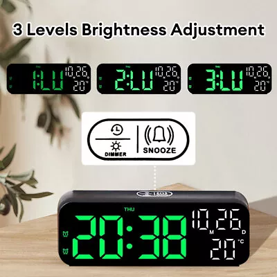 Digital LED Desk Alarm Clock Temperature Date Week Display Voice Control 12/24H • $17.19
