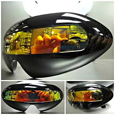 SPACE ROBOT PARTY RAVE COSTUME DJ CYCLOPS FUTURISTIC SHIELD SUN GLASSES Black • $33.41