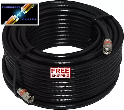 $12 • Buy Black RG6 Quad Shield Coax Cable 0.5m - 50m Digital TV Antenna Foxtel NBN Optus