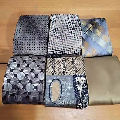 Lot Of 6 Brown Taupe Black Neckties Mostly Silk Designer Ties Cardin Van Heusen  • $17.99