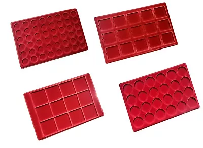 Red Tray Display Protection Coin Coins Medals Medal Transparent Different Types • £9.19