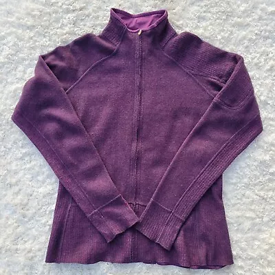 Mountain Hard Wear Wmns Purple Full Zip Long Sleeve Sweater Sz L Wool Blend Warm • $22