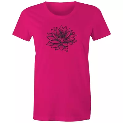 Women's Black Lotus Print T-shirt - Womens Yoga Meditation Tee Shirt - All Sizes • $34.95