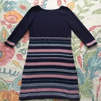 Monsoon Navy - Cotton Fair Isle Knitted Dress - UK 10 - Good Condition  • £14