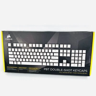 $79.95 • Buy Corsair PBT Double-shot Pro Keycaps White Full 104/105 Keyset Plein White